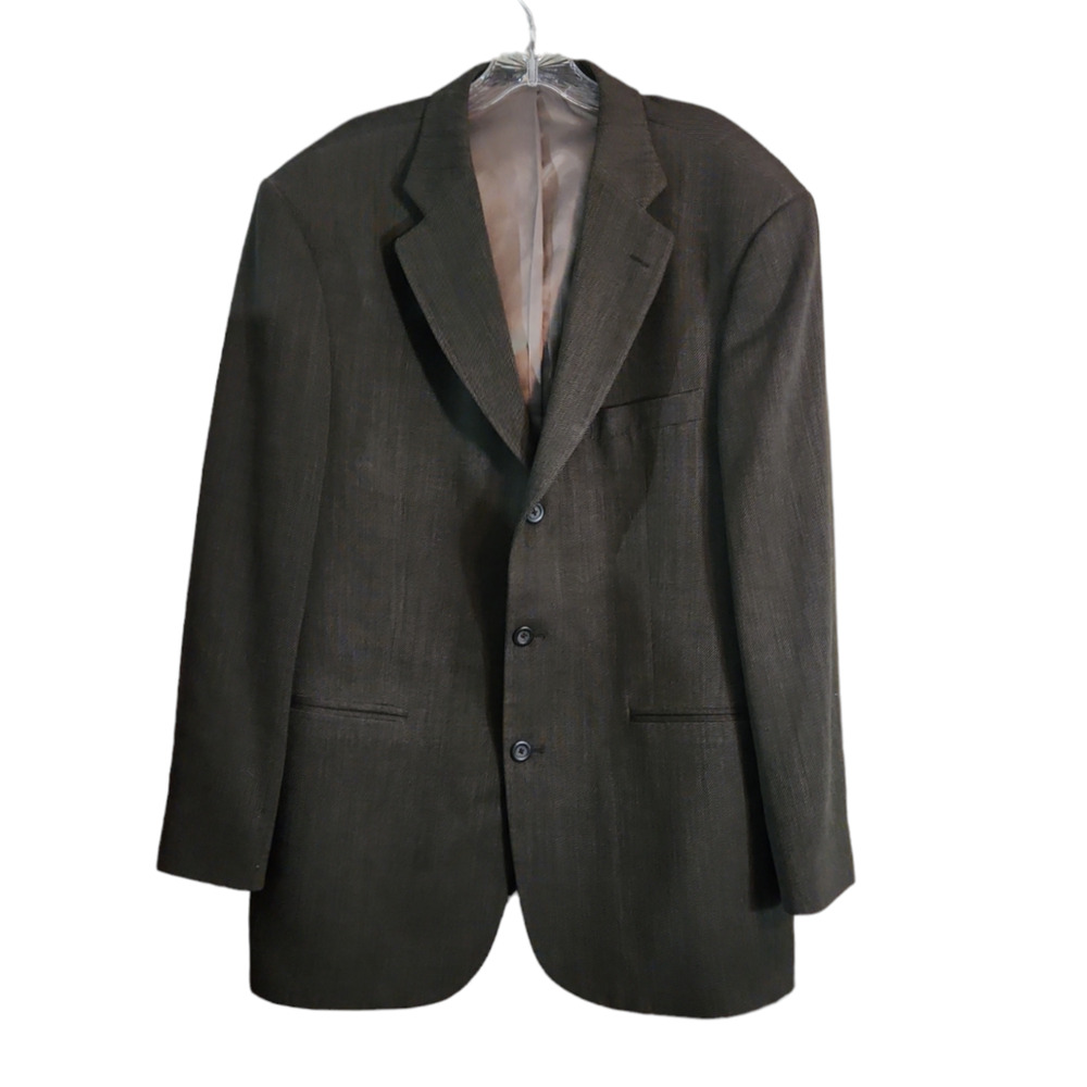 Stafford Three Button Suit Jacket Sz 42 Regular Brown Worsted Wool Lined Pockets
